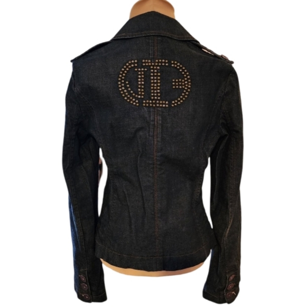 Iceberg ICE·J Y2K Studded Logo Denim Blazer Jacket Made in Italy IT44/M - Picture 3 of 11